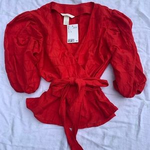 Red peplum wrap top from H&M